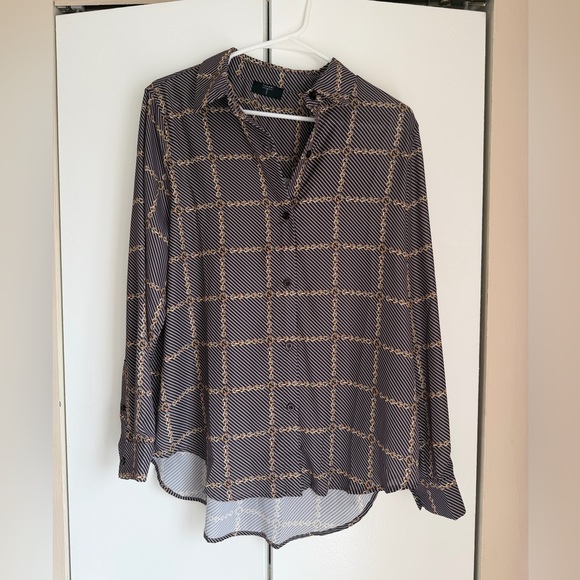 Tahari Tops - Tahari Black and Brown Button Down Shirt